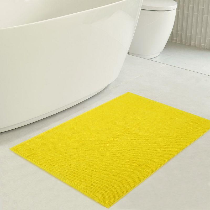 American Soft Linen 100% Cotton Bath Mat Rugs, 20x34 inches Slip Resistant Bottom Base Bath Mats for Bathroom, Yellow