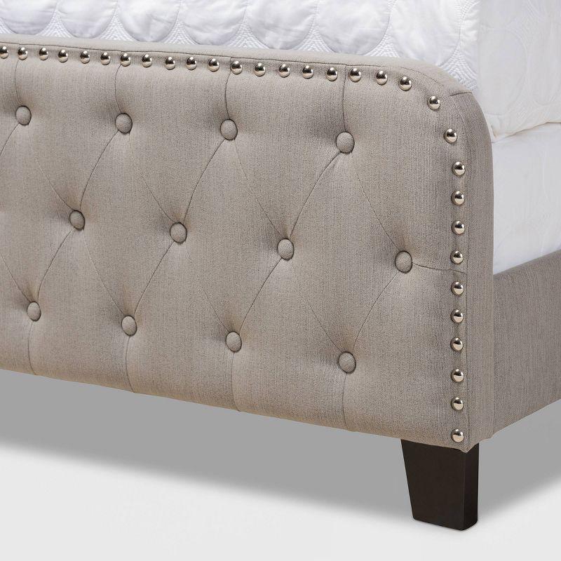 Annalisa Fabric Upholstered Button Tufted Panel Bed - Baxton Studio