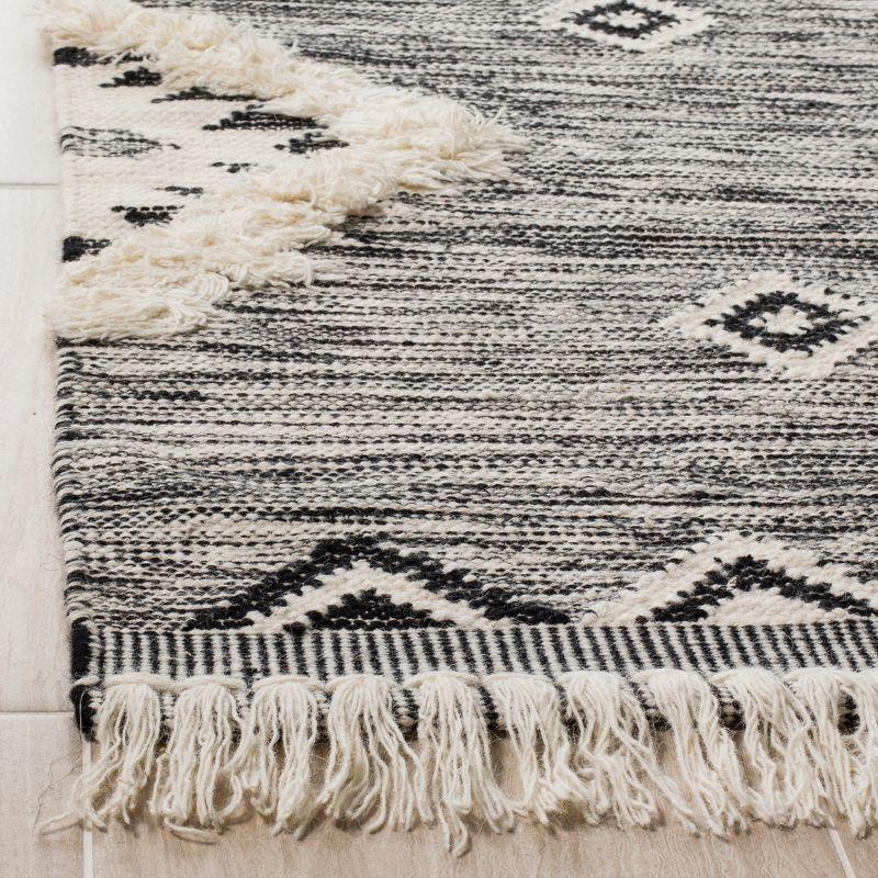 Kenya Tribal Black Wool 27" Hand-Knotted Decorative Runner