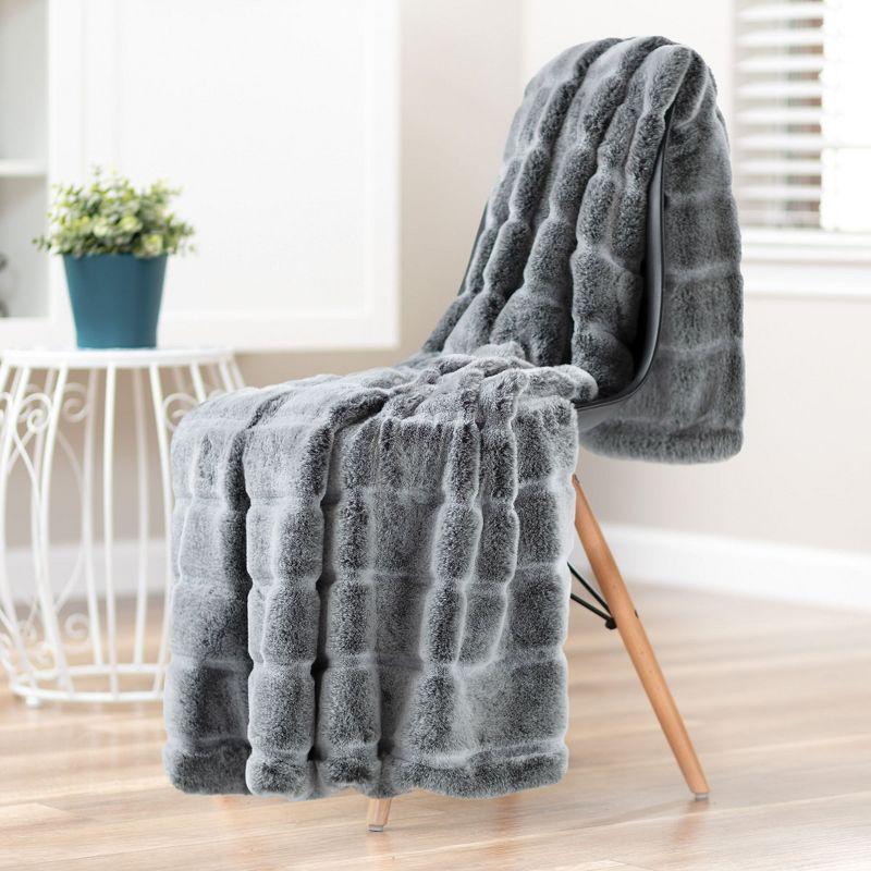 Chanasya Frost Tip Fur Throw Blanket - Reversible Mink Blanket