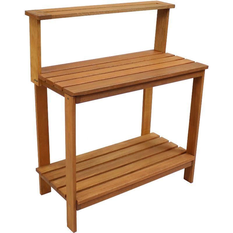 Meranti Wood Gardening Potting Bench with Teak Oil Finish and Storage Shelf