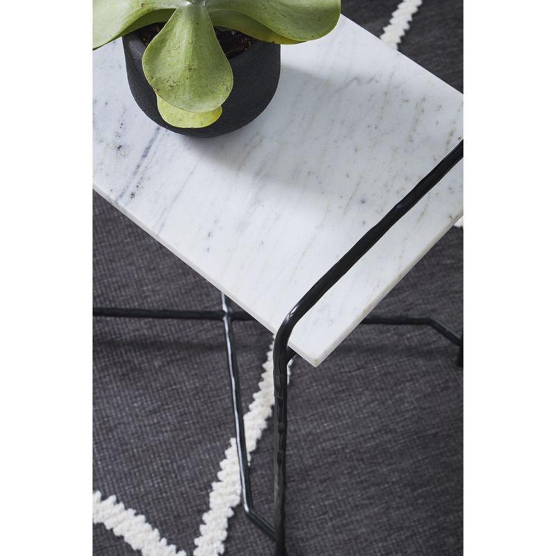 Signature Design by Ashley Ashber Marble Top Accent Table, White & Black