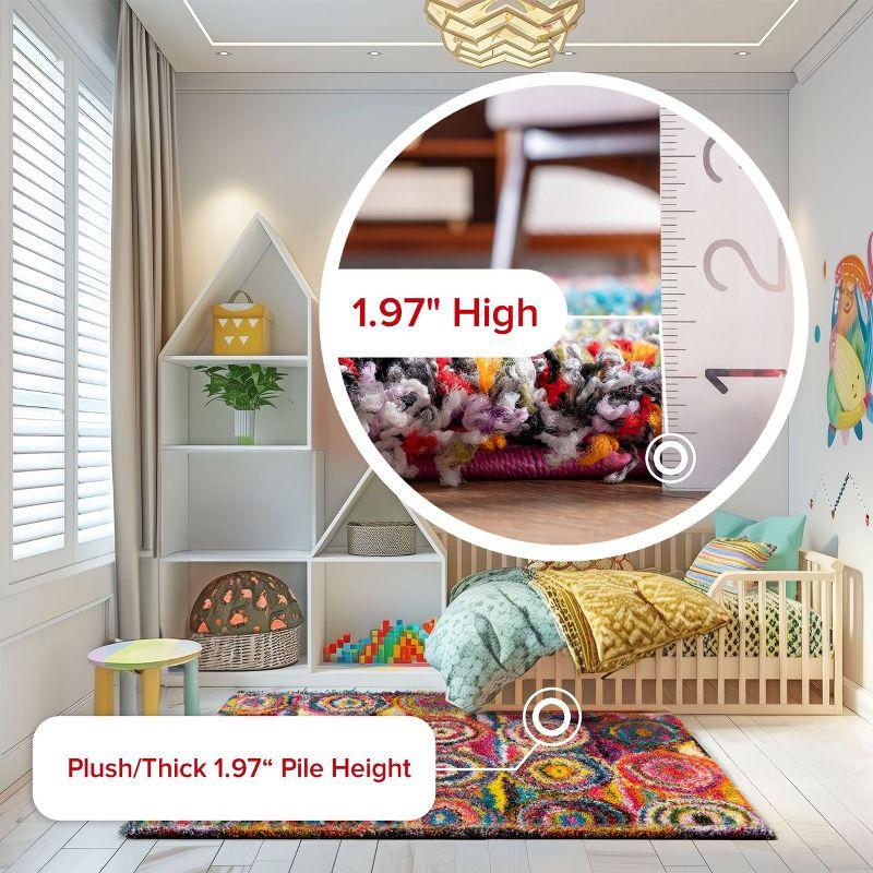 Nuloom Kindra Abstract 4x6 Shag Indoor Area Rug for Living Room Bedroom Dining Room Nursery, Multicolor/Red