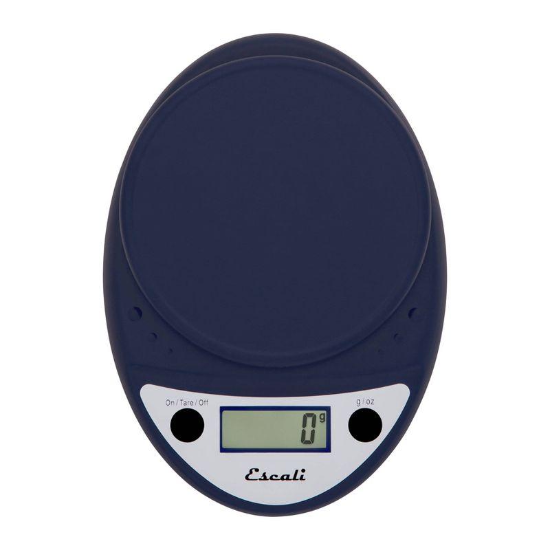 Escali Primo Digital Kitchen Scale Blue: LCD Display, 11 lb Capacity, Automatic Shut-Off, Metric Conversion