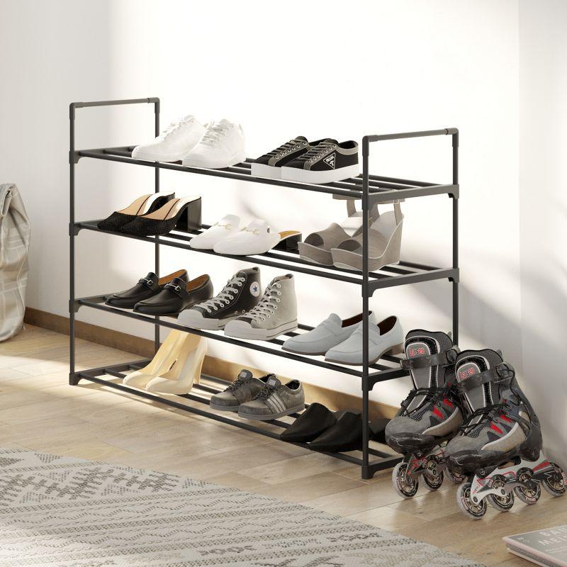 Home-Complete 4-Tier Shoe Rack for 20 Pairs, Black