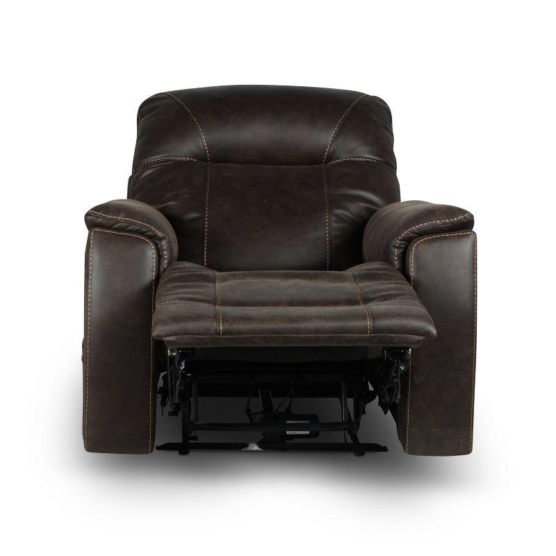 Lexington Power Media Recliner Saddle Brown - Steve Silver Co.: Faux Leather, USB Port, Cup Holder