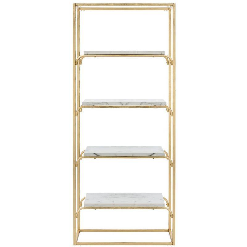 Fiora 4-Tier Etagere - Gold Foil/Faux White Marble - Safavieh