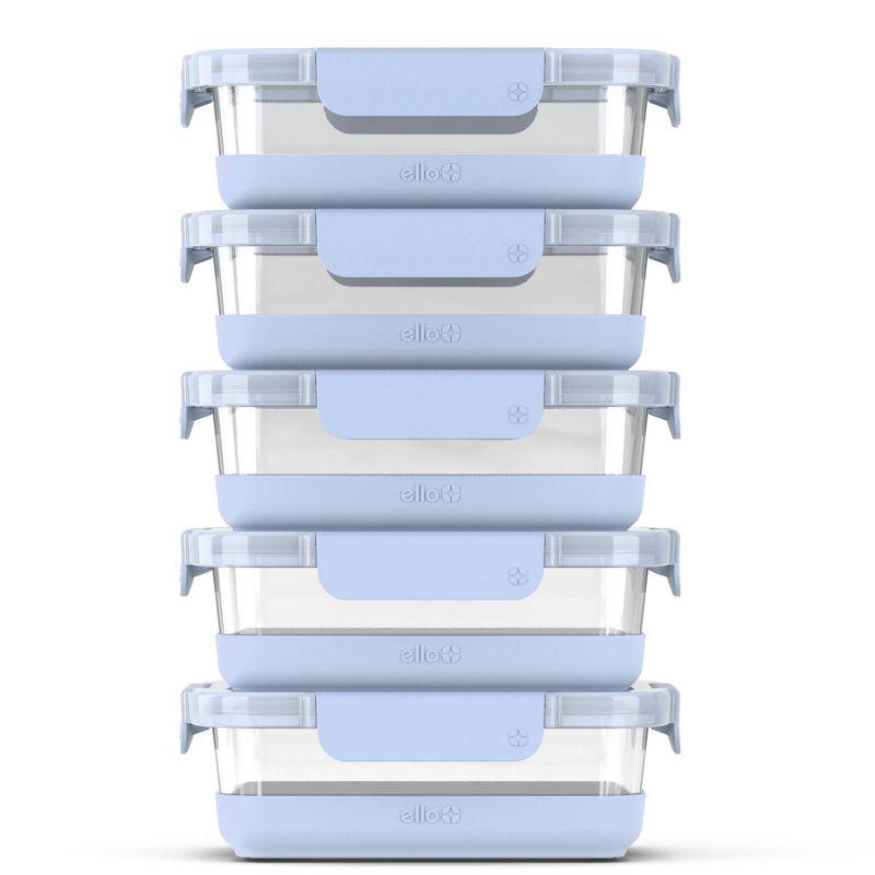 Ello 10-Piece Halogen Blue Glass Meal Prep Storage Set