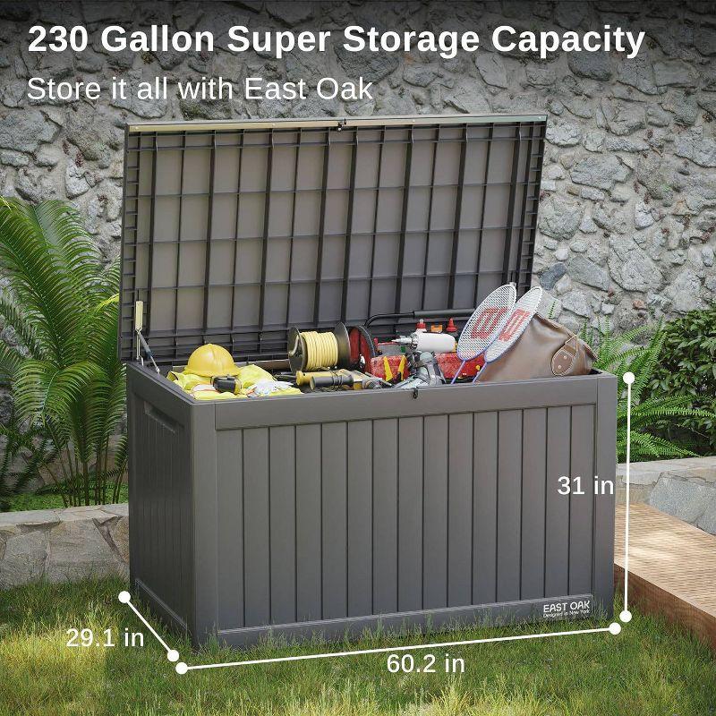 Gray 230 Gallon Lockable Weather-Resistant Plastic Deck Box