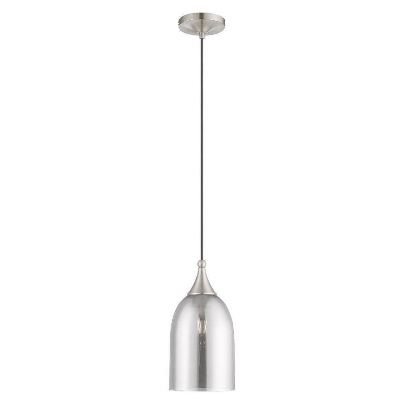 Brushed Nickel Mini Pendant with Smoke Glass Shade