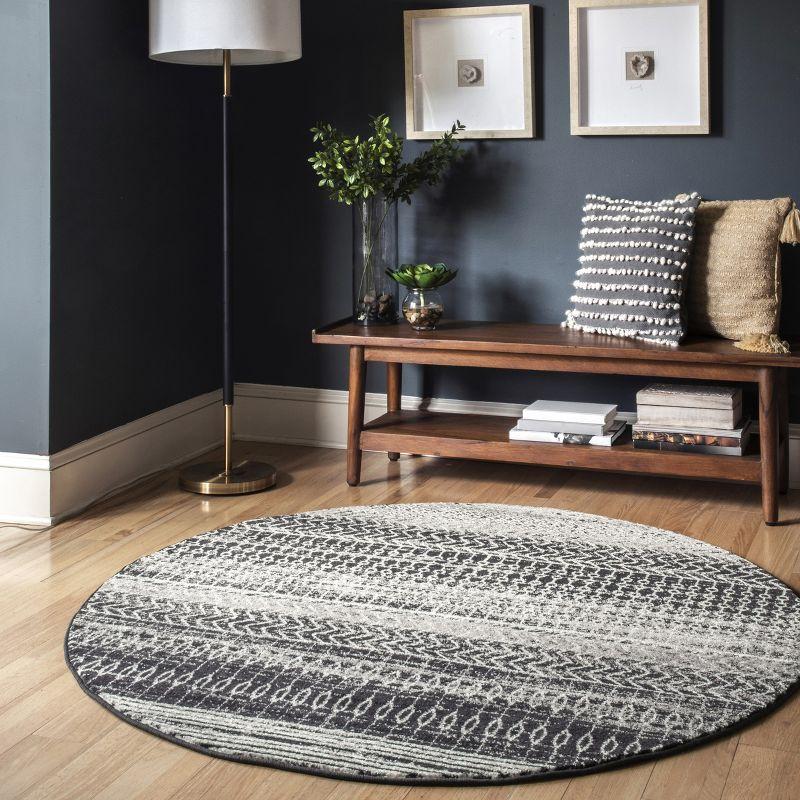 Nuloom Nova Striped Oval 7x9 Indoor Area Rug for Living Room Bedroom Dining Room Kitchen, Dark Grey/Ivory