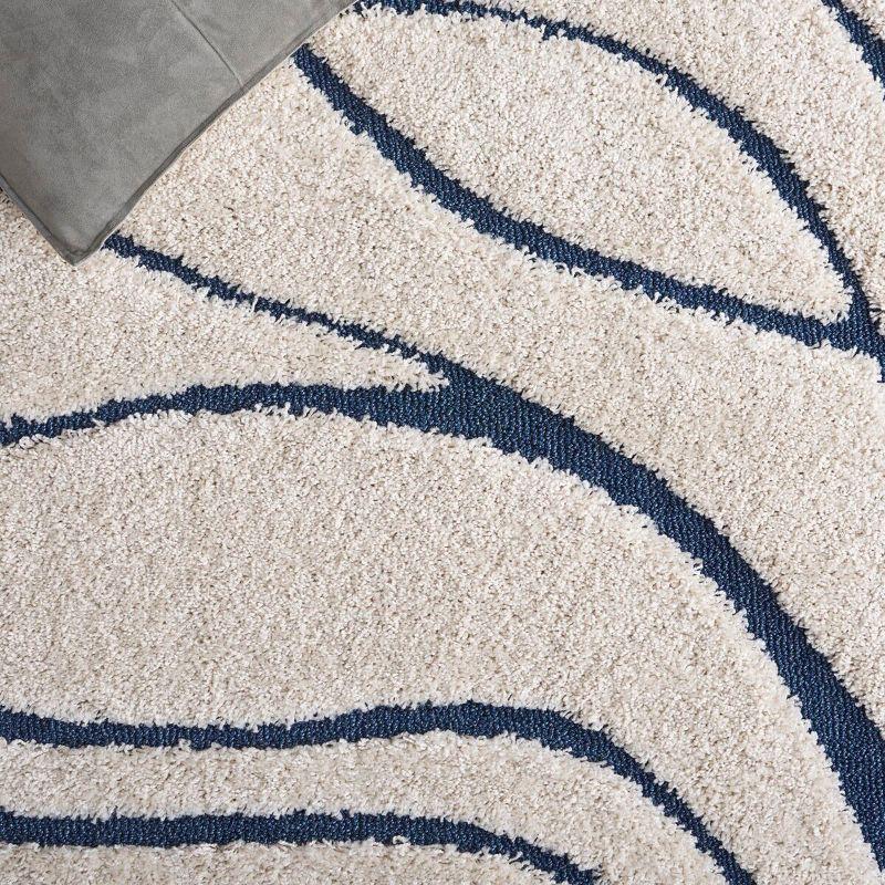 Florida Shag SG471 Power Loomed Indoor Area Rug - Cream/Blue - 5'3"x7'6" - Safavieh