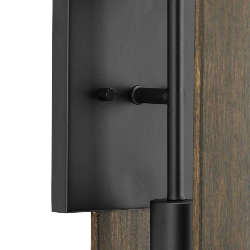 Progress Lighting Boundary 2-Light Wall Sconce, Matte Black, Open Frame, Wood, Design Series