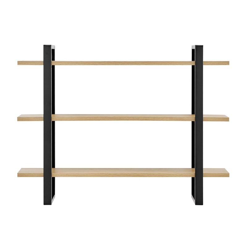 Danya B. 35.5" x 31.5" Rio 3 Tier Floating Bracket Wall Shelf Chestnut: Mid-Century Modern MDF & Iron Storage