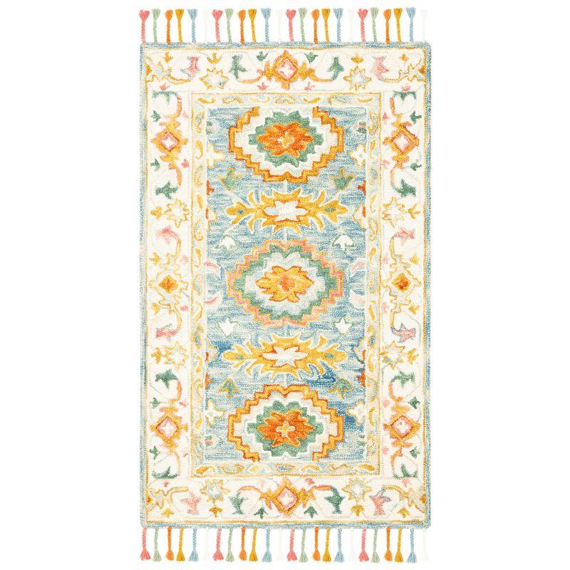 Aspen APN117 Hand Tufted Indoor Area Rug - Blue/Ivory - 4'x6' - Safavieh