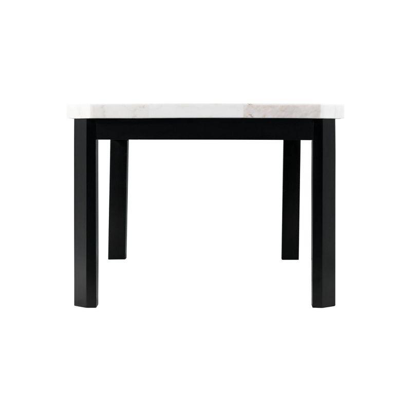 Picket House Furnishings Celine Marble Standard Height Dining Table White: Chic Black Base, Seats 4