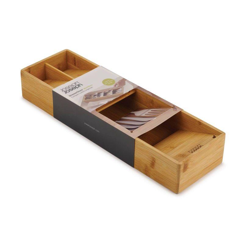 Compact Bamboo Drawer Organizer with Cutlery Icons