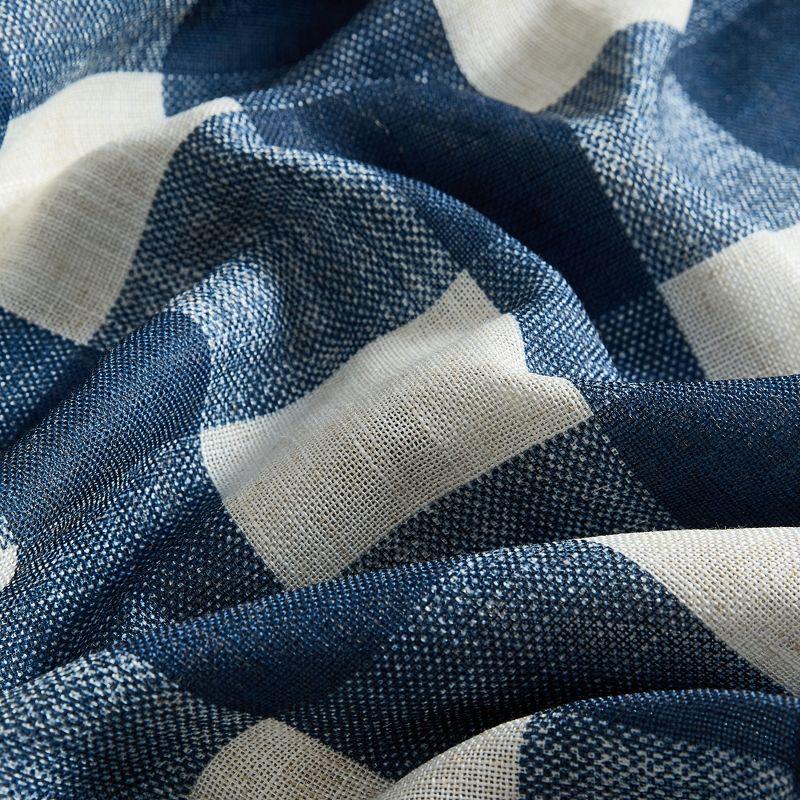 Grainger Buffalo Check Lined Room Darkening Single Window Curtain Panel - 52" x 95" - Indigo - Elrene Home Fashions