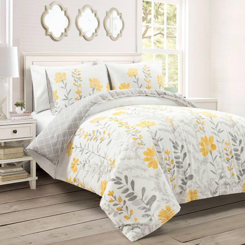 Lush Decor Yellow/Gray Cotton 3 Piece Duvet Cover Set