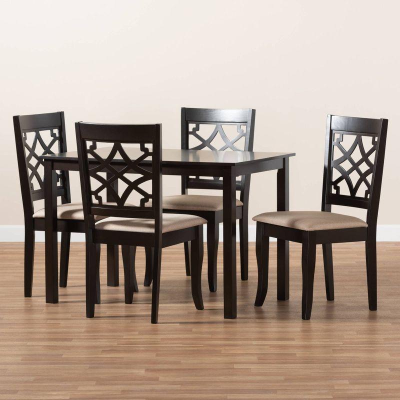 Mael Espresso Wood Dining Set Sand - Baxton Studio