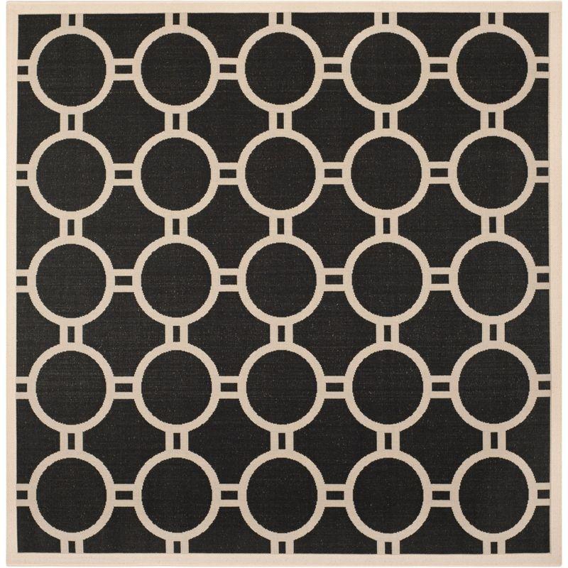 Courtyard CY6924 Power Loomed Indoor/Outdoor Area Rug - Black/Beige - 7'1x7'1 - Safavieh.