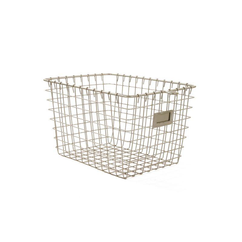 Vintage Farmhouse Charm Small Satin Nickel Wire Storage Basket