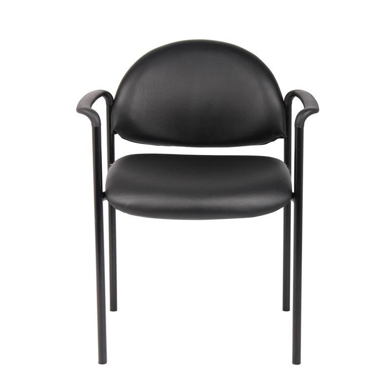 Vinyl Modern Stacking Chair Black - Boss Office Products: Caressoft Upholstery, Metal Frame, 275lb Capacity