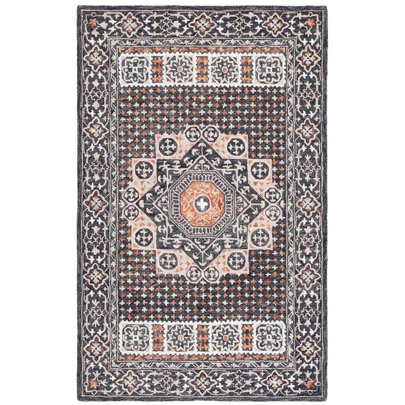 Aspen APN130 Hand Tufted Area Rug  - Black/Rust - 4'x6' - Safavieh.