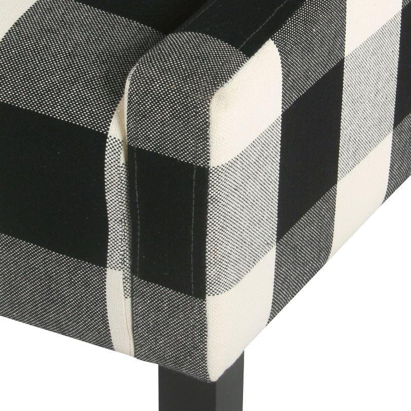 Elegant Black Plaid Wood-Legged Accent Chair