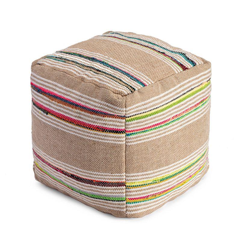 Soulard Pouf Beige - Anji Mountain: Handmade Square, Jute & Polyester, Fair Trade Certified