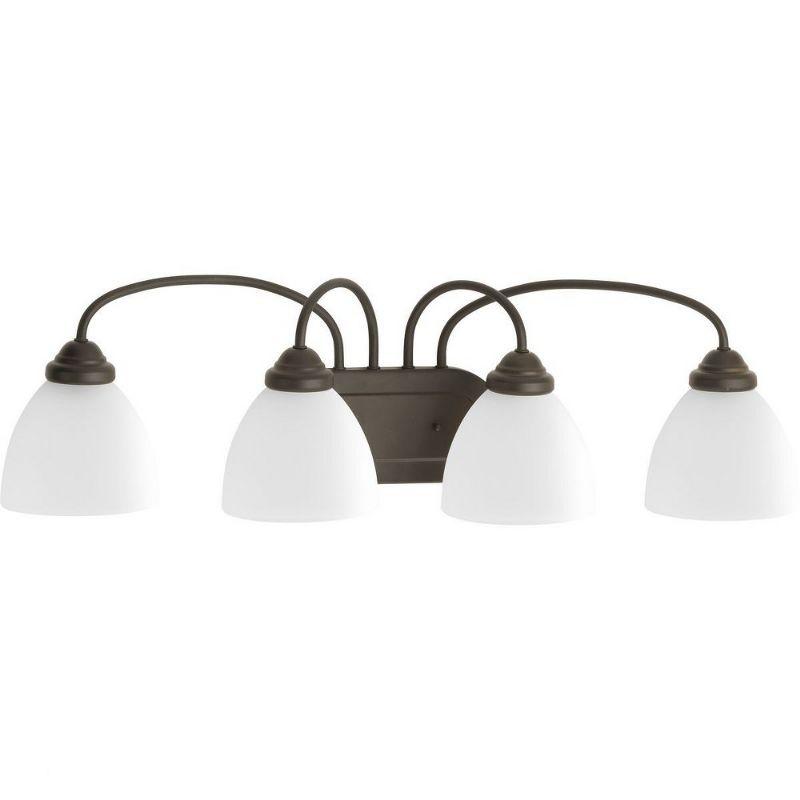 Progress Lighting Heart 4-Light Bath Bracket, Brushed Nickel, Etched Glass Shades