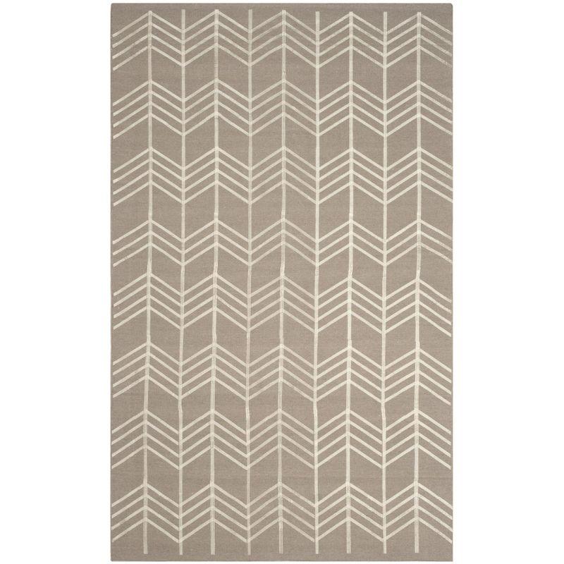 Thelonius Hand Woven Flat Weave With Embroidery Wool Chevron Rug