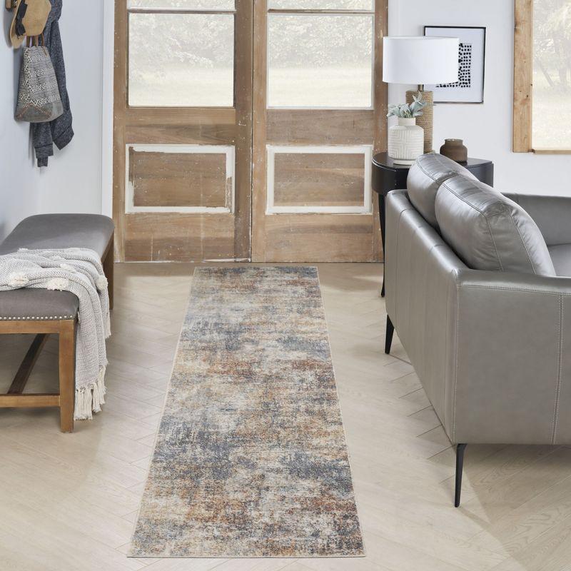 Ivory and Multicolor Abstract Flatweave Runner Rug