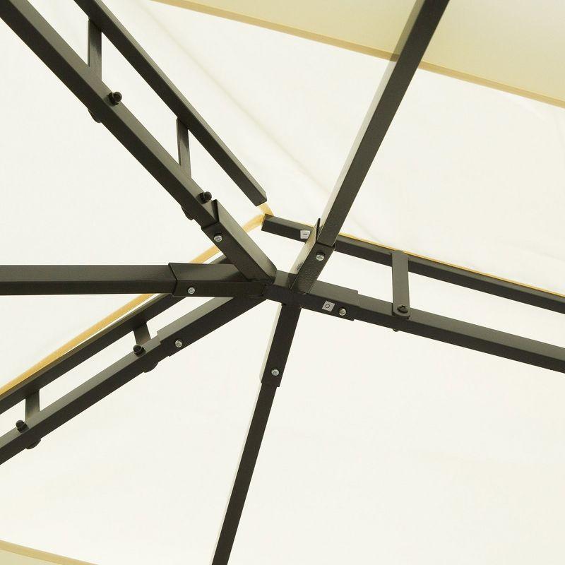 Outsunny 10' x 13' Patio Gazebo, 2-Tier Polyester Roof, Vented Canopy, Mesh, Portable Aluminum Frame for Outdoor, Cream White