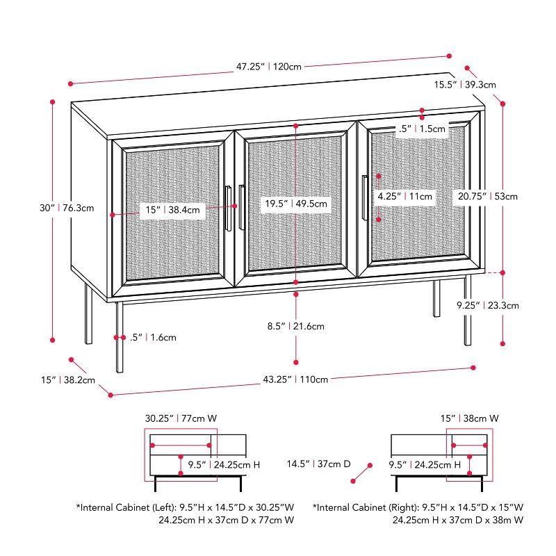 Emmet Sideboard Buffet with Cane Doors - CorLiving