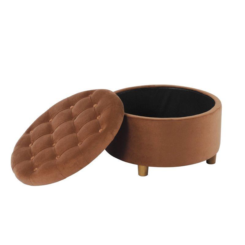 Tufted Round Storage Ottoman Spice Velvet - HomePop
