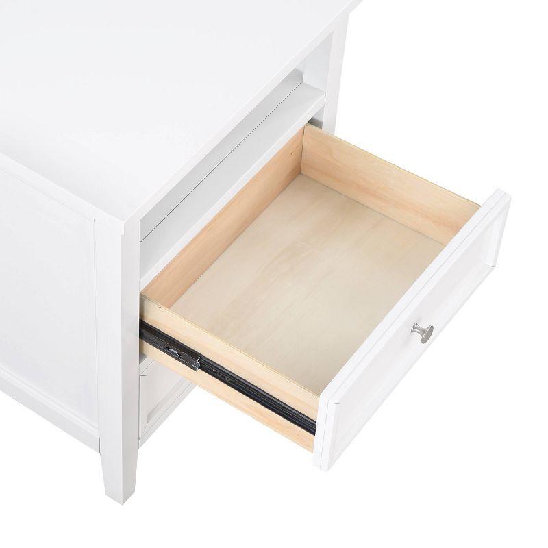 Comfort Pointe Walker Nightstand White: Poplar Wood, Nickel Knobs, Metal Ball Bearing Glides