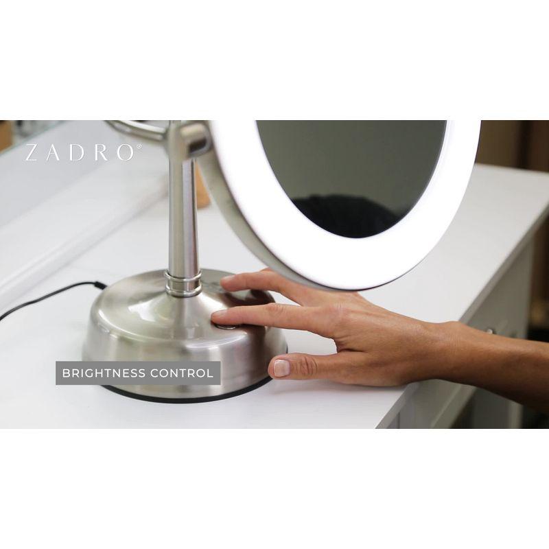 Customizable Sunlight LED Lighted Vanity Mirror - Zadro: 10x Magnifying, Round Shape, Metal & Glass Construction