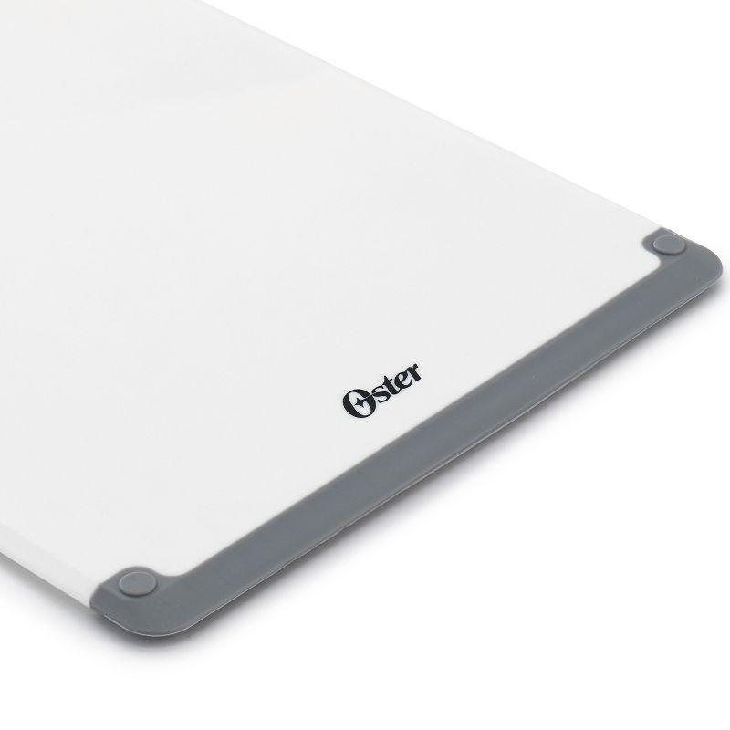 Oster Bergen 2 Piece Rectangular Plastic Cutting Board Set in White with Non-Slip Feet