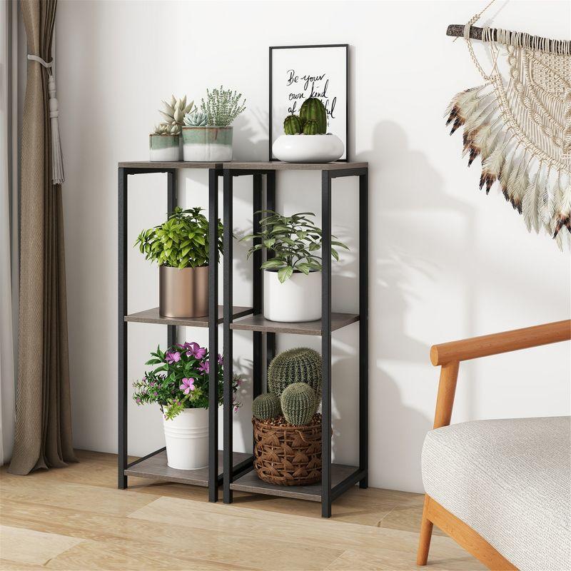 Tangkula 3 Tier Tall Metal Plant Stand Corner Plant Holder w/ Metal Frame