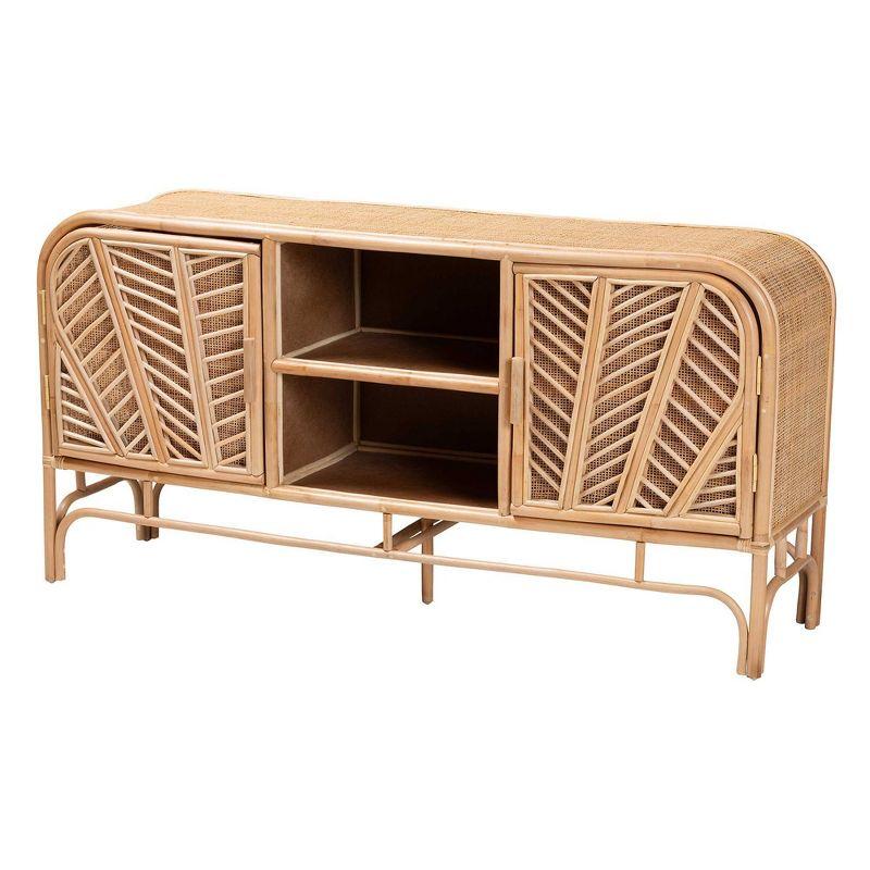 bali & pari Carabella Natural Rattan 2 Door Storage Cabinet Natural: Fixed Shelves, No Assembly Required