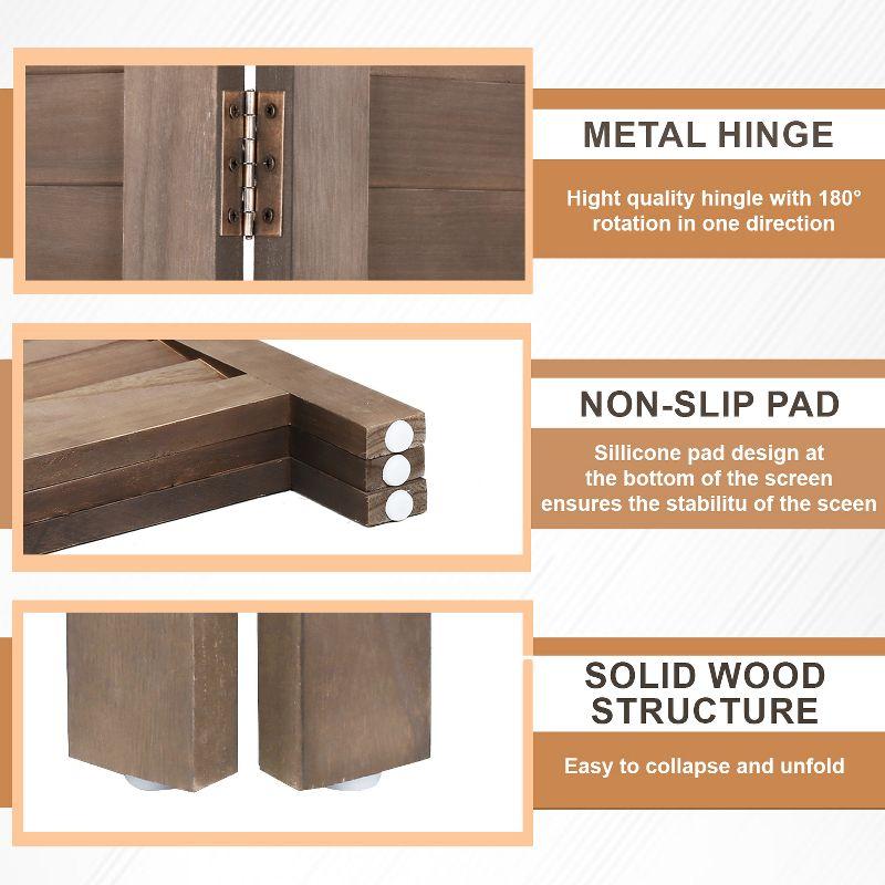 BestMassage 3 Panel Folding Wood Room Divider 5.75 Ft Tall Privacy Wall Divider, Brown