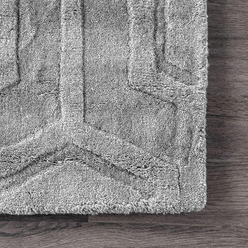 Nuloom Ambrose Geometric 5x8 Wool Indoor Area Rug for Living Room Bedroom Dining Room Kitchen, Grey