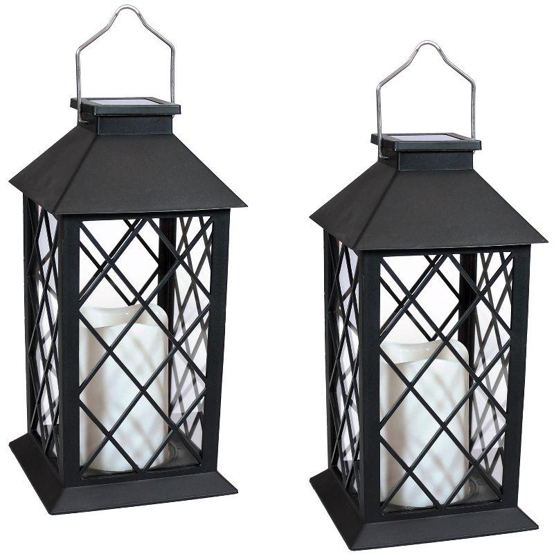 Sunnydaze Outdoor Concord Hanging Tabletop Solar LED Rustic Farmhouse Decorative Candle Lantern - 11"