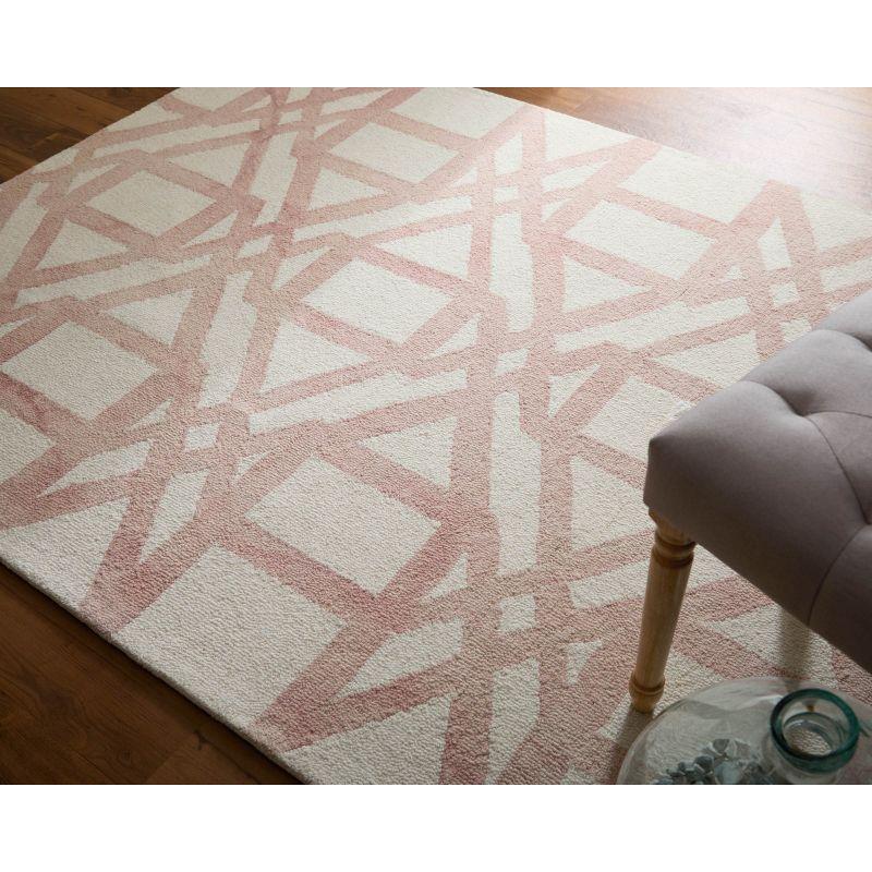 Artisanal Ivory Geometric Wool 24" Rectangular Rug