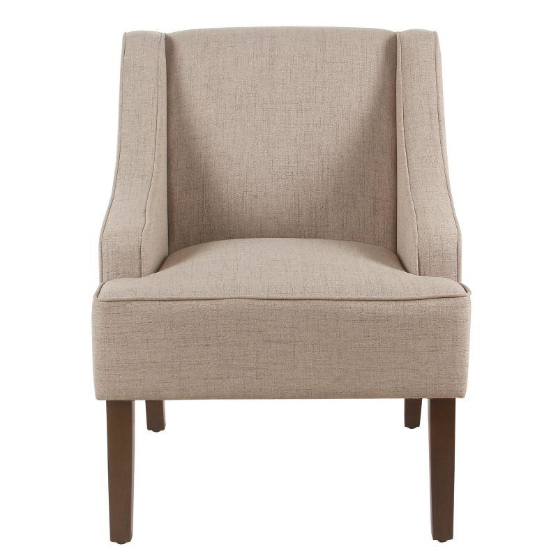HomePop Classic Swoop Arm Accent Chair Tan: Upholstered Polyester, Foam-Filled, Plywood & Hardwood Frame