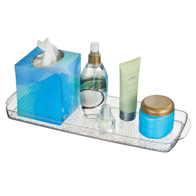 mDesign Long Plastic Bathroom Toilet Tank Storage Vanity Accessory Tray - Clear