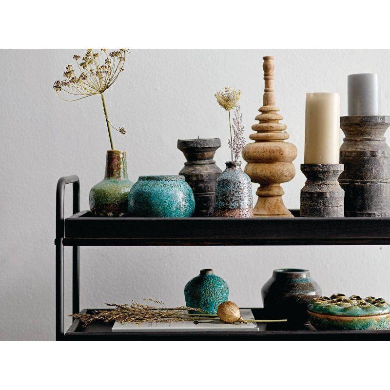 Storied Home Acacia Wood Metal Martini Accent Table with Marble Top Natural: Elegant Round Side Table, No Assembly Required