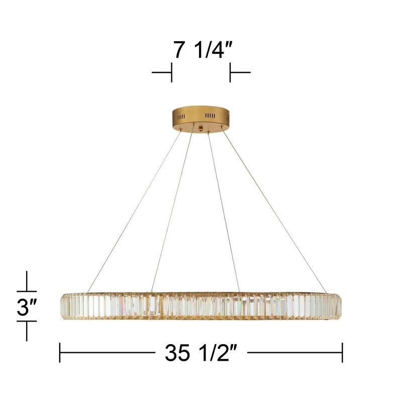 Possini Euro Design Vesta Gold Ring Pendant Light 35 1/2" Wide Modern LED Crystal Glass for Dining Room House Foyer Kitchen Island Entryway Bedroom