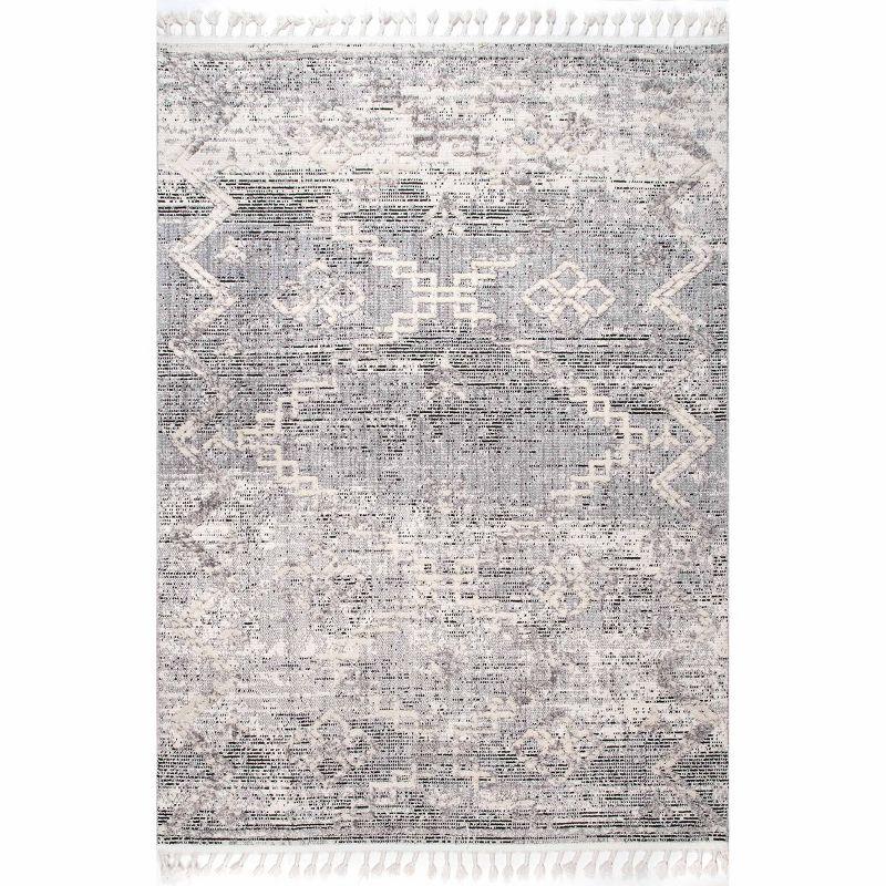Nuloom Roxy Textured Diamond Tassel Indoor Area Rug, Gray, 3'x5'